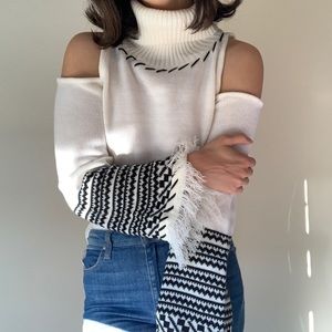 Cold Shoulder Turtleneck Sweater SMALL